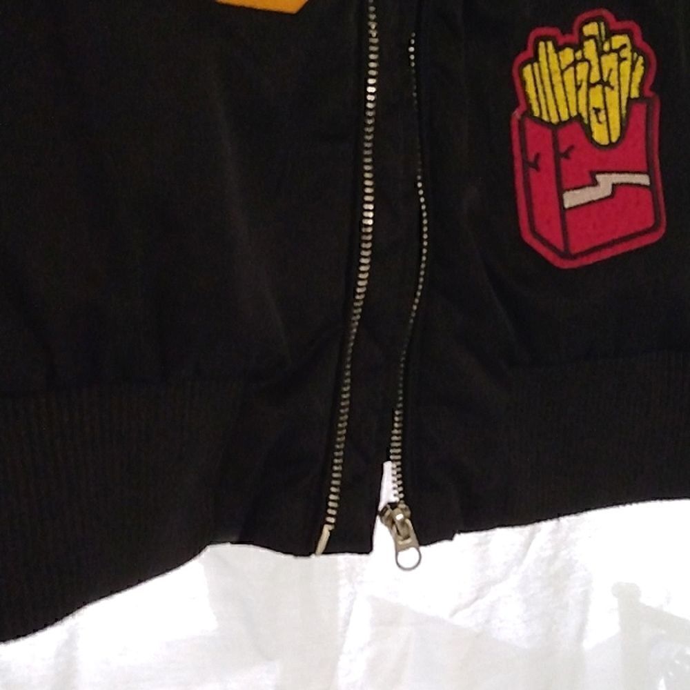 Varsity Jacket Black Satin Patches size small - Picture 13 of 14